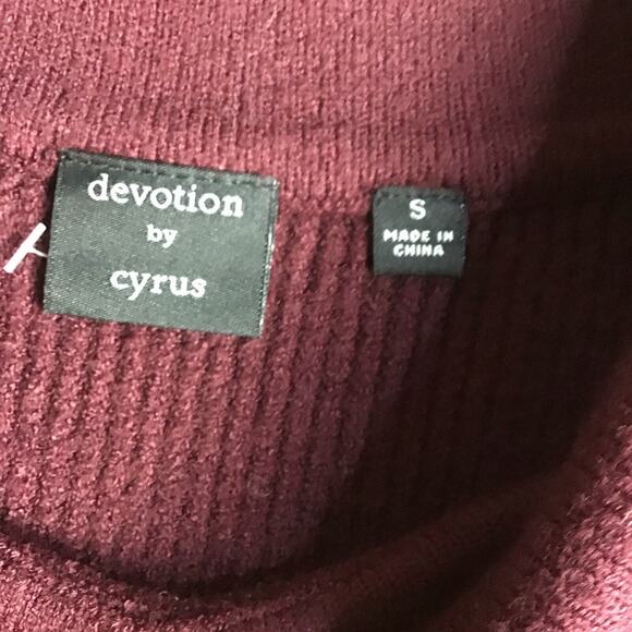 Devotion by Cyrus Women’s Small Maroon Ribbed Tunic Sweater Cowl Neck - Picture 4 of 14